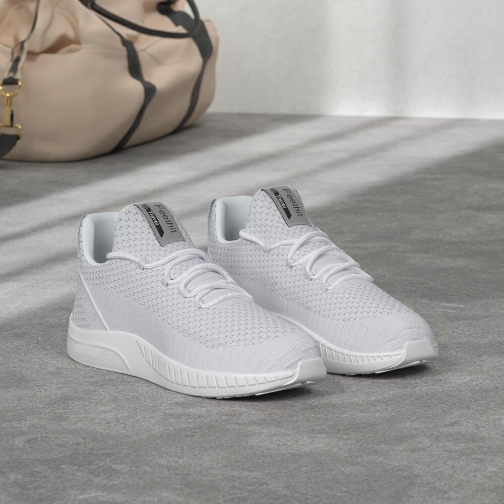 Women's Light White Lightweight Casual Breathable Mesh Walking Sneakers - Picture 3 of 6